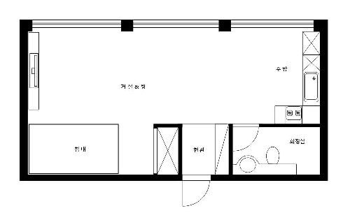4인실 원룸(40㎡/산)침대
